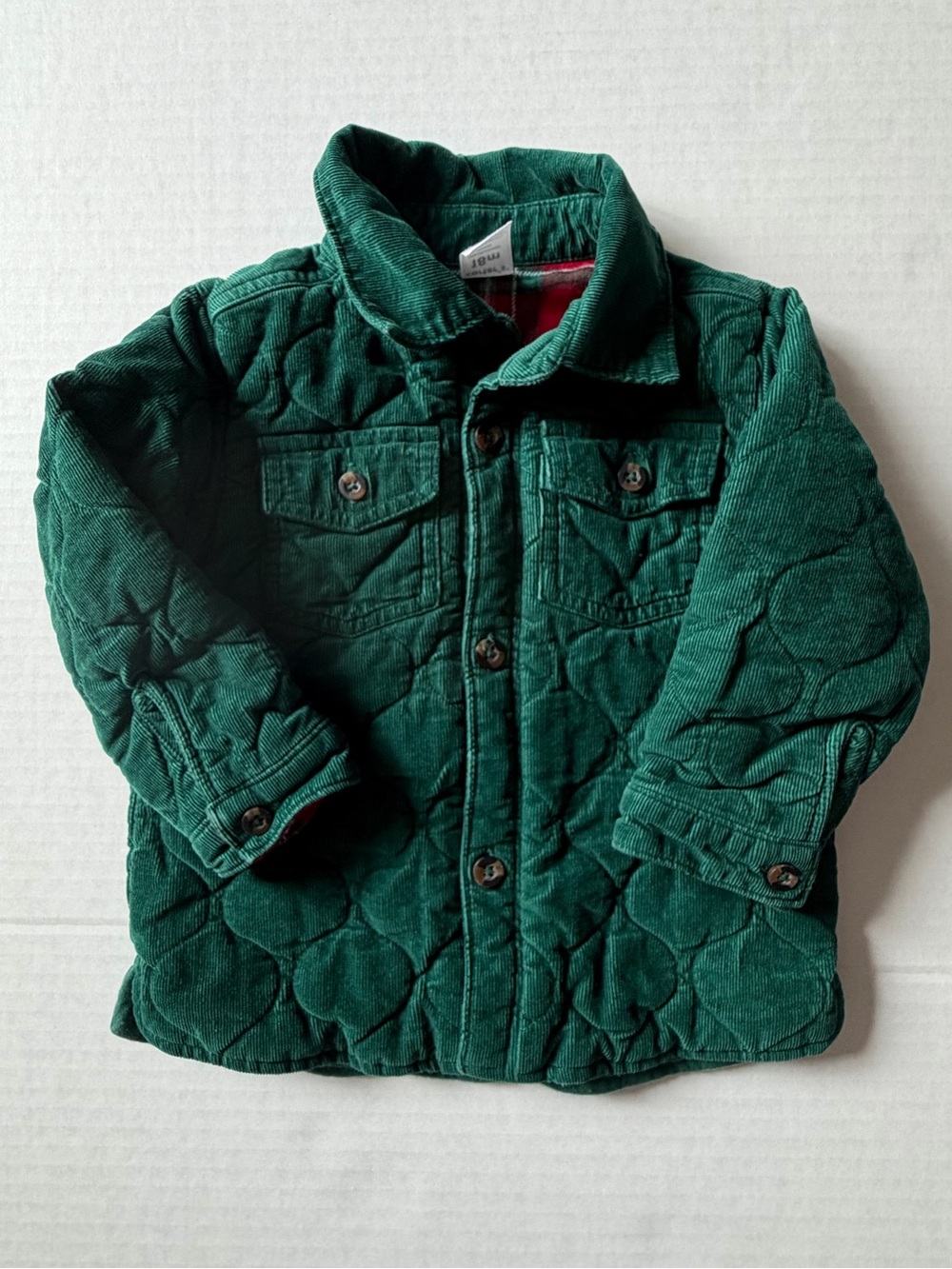 Carterโs Quilted Corduroy Flannel Lined Shacket Forest Green 18M
